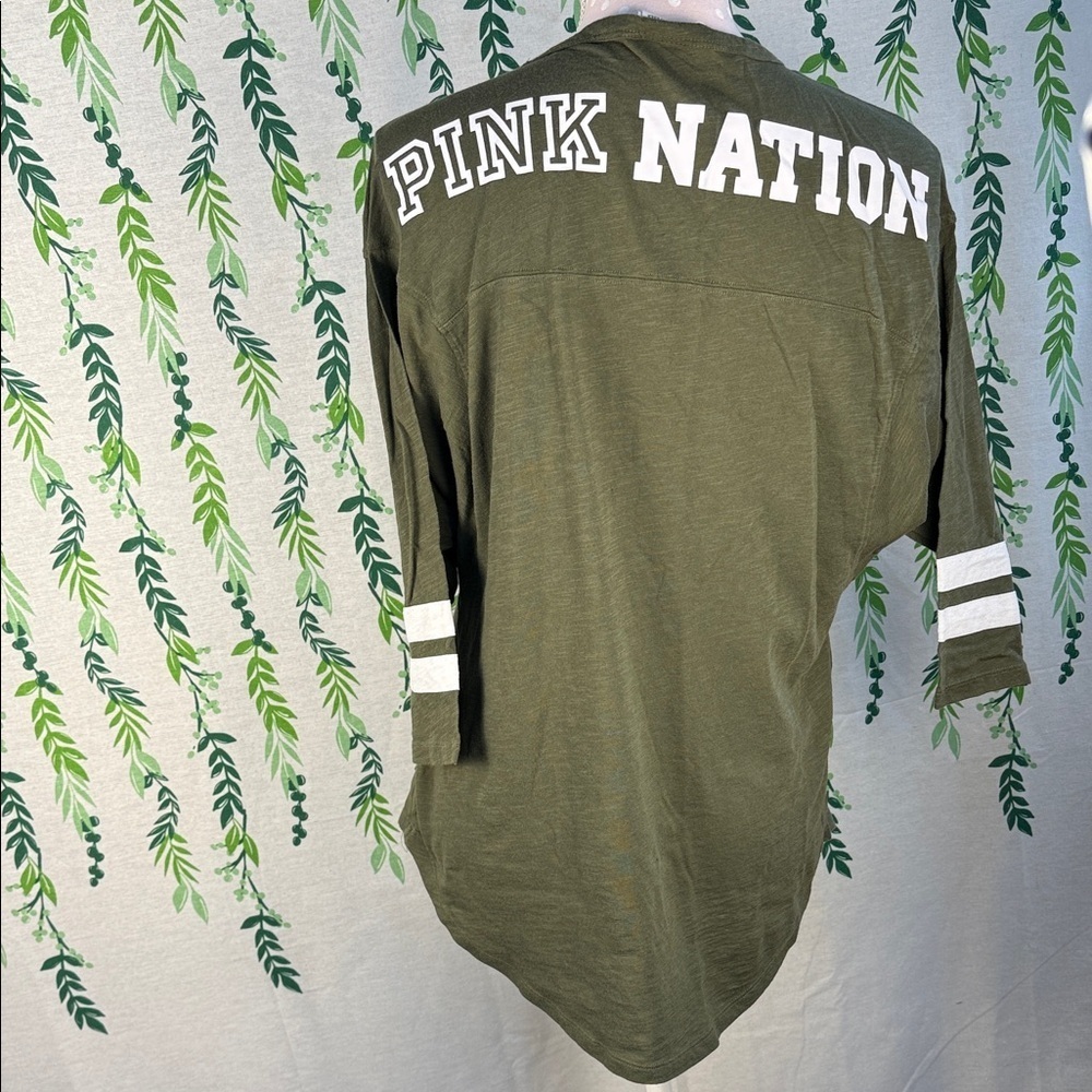 PINK Victoria's Secret Army Green Long Sleeve Shirt C2